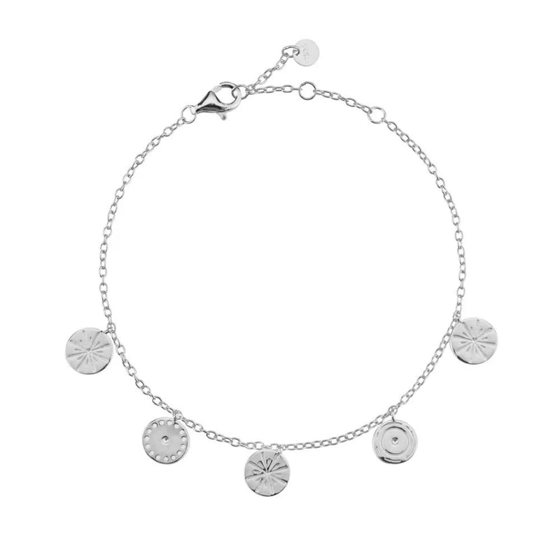 DPLAOPA 925 Silver Ethnic Bracelet with Movable Round Motifs Chain Women Wedding