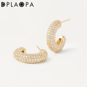 DPLAOPA 925 Silver Zircon KING Earrings Hoops Crystal Women Jewelry