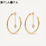 925 Silver 25MM Hoop Marqulse Loop Women Earring