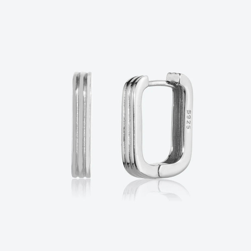 925 Silver Circle Hoops Earring Clips Rock Punk Pendientes Women Jewelry