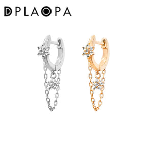925 Silver Clear Flower Moonlight Chain Drop Earring Piercing Women Wedding