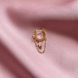 925 Silver Clear Flower Moonlight Chain Drop Earring Piercing Women Wedding