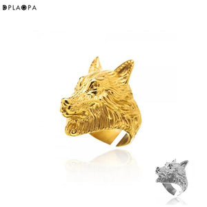 DPLAOPA 925 Sterling Silver Coated Silver Anillo Wolf Animal Ring Women Jewelry