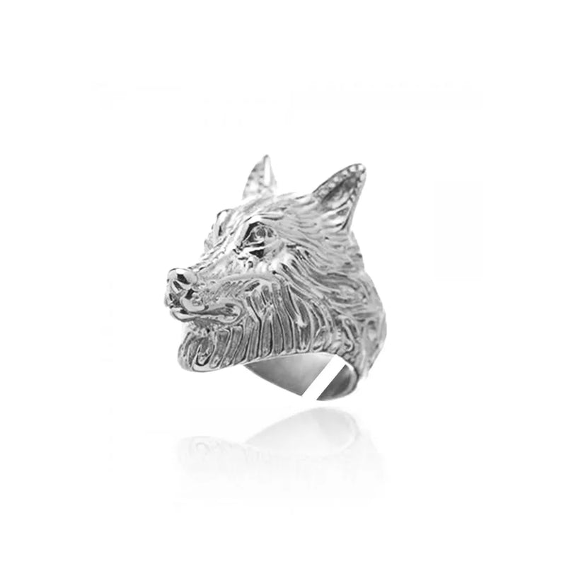 DPLAOPA 925 Sterling Silver Coated Silver Anillo Wolf Animal Ring Women Jewelry