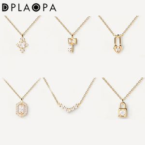 925 Silver Cross Love Locker Pendant Long Chain Small Women Fine Jewelry