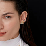 925 Sterling Silver Flower Rainbow CZ Stud Earring Piercing Wedding