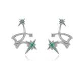 925 Silver Green CZ Circle Cuff Earring Clips Women Jewelry