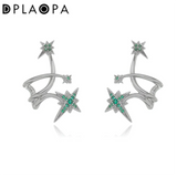 925 Silver Green CZ Circle Cuff Earring Clips Women Jewelry