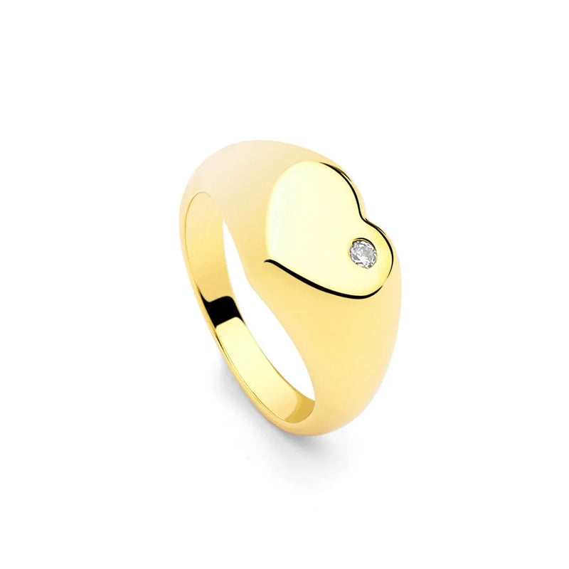 925 Sterling Silver Heart Ring Love Zircon CZ Jewelry Women Wedding Gift