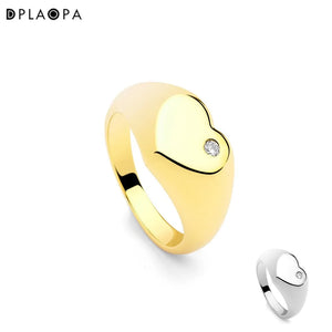925 Sterling Silver Heart Ring Love Zircon CZ Jewelry Women Wedding Gift