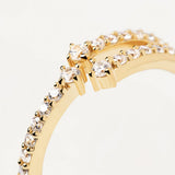 DPLAOPA 925 Silver CZ Flower Line Ring Women Rock Punk Fine Jewelry