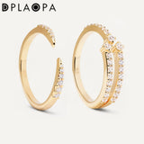 DPLAOPA 925 Silver CZ Flower Line Ring Women Rock Punk Fine Jewelry