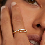 DPLAOPA 925 Silver CZ Flower Line Ring Women Rock Punk Fine Jewelry