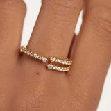DPLAOPA 925 Silver CZ Flower Line Ring Women Rock Punk Fine Jewelry