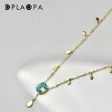 925 Sterling Silver Oval Pear Choker Drop Long Chain Necklace Women Wedding Gift