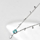 925 Sterling Silver Oval Pear Choker Drop Long Chain Necklace Women Wedding Gift