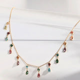 DPLAOPA 925 Silver Pearl Rainbow CZ Choker Necklace Women Wedding Jewelry