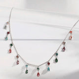 DPLAOPA 925 Silver Pearl Rainbow CZ Choker Necklace Women Wedding Jewelry