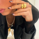 DPLAOPA 925 Sterling Silver Large Ring Women Rock Punk Fine Jewelry