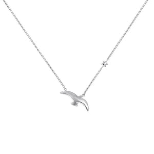 DPLAOPA Silver Bird & Star Necklace Long Chain Women Wedding Jewelry