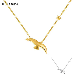 DPLAOPA Silver Bird & Star Necklace Long Chain Women Wedding Jewelry