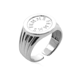 925 Silver Femme Letter Ring Resizable Adjustable Fine Jewelry