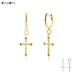 DPLAOPA Silver Plated Cross Earrings with Spinel Pendant