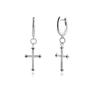 DPLAOPA Silver Plated Cross Earrings with Spinel Pendant