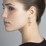 DPLAOPA Silver Plated Cross Earrings with Spinel Pendant