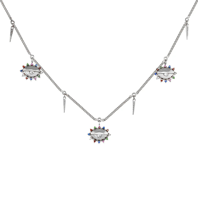 DPLAOPA Eye Motifs Necklace Choker Long Chain Women Jewelry