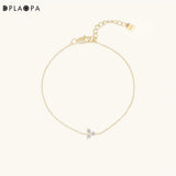 DPLAOPA 925 Silver Zircon CZ 3 Charm Lutos Chain Bracelet Women Jewelry