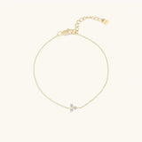 DPLAOPA 925 Silver Zircon CZ 3 Charm Lutos Chain Bracelet Women Jewelry