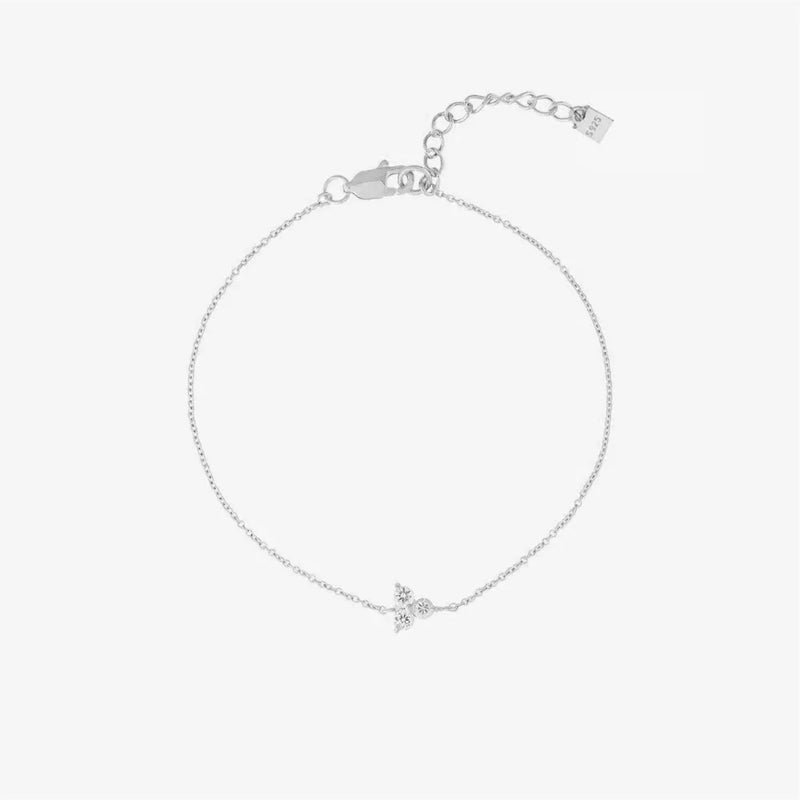 DPLAOPA 925 Silver Zircon CZ 3 Charm Lutos Chain Bracelet Women Jewelry