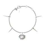 925 Silver Rainbow CZ Eye Motif Bracelet for Women