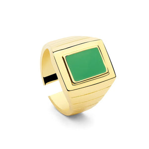 925 Silver Rainbow Enamel Green Signet Rings Gube Pink Women Punk Jewelry