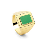 925 Silver Rainbow Enamel Green Signet Rings Gube Pink Women Punk Jewelry