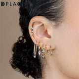 DPLAOPA 925 Silver Pink Hoops Circle Pendientes Earring CZ Fine Jewelry