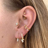 925 Sterling Silver SPARKLY CUFF Charm Piercing Non Piercing Clips Fine Jewelry
