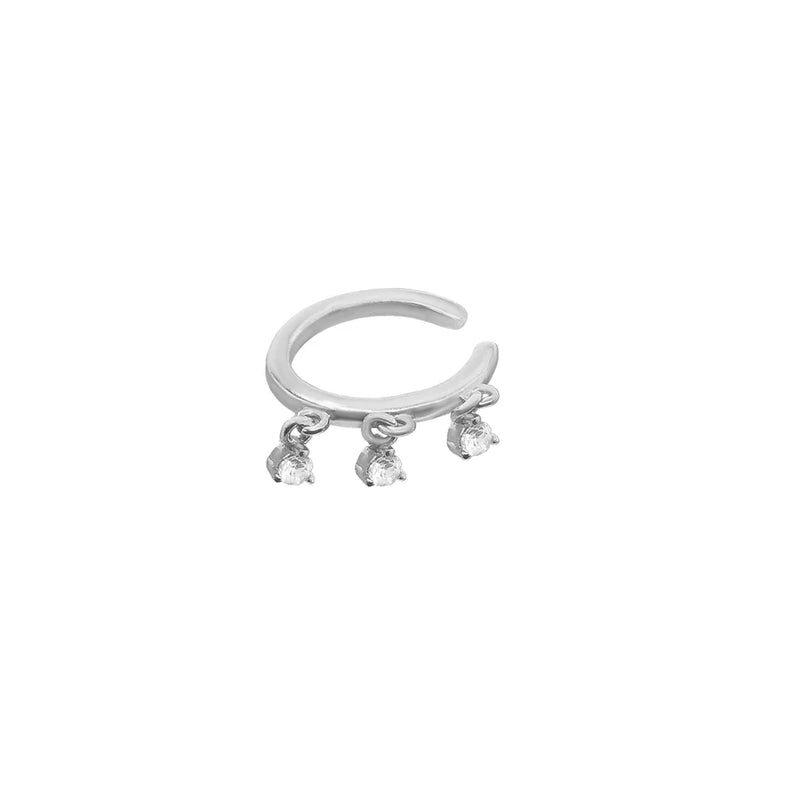 925 Sterling Silver SPARKLY CUFF Charm Piercing Non Piercing Clips Fine Jewelry