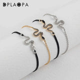 925 Silver Snake Rope Chain Bracelet Crystal CZ Women Fine Jewelry