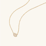 925 Silver Trillion CZ Zircon Necklace Women Coins Jewelry