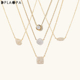 925 Silver Trillion CZ Zircon Necklace Women Coins Jewelry