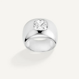 925 Sterling Silver Thick Band Big CZ Zircon Size Ring Women Fine Jewelry