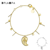 DPLAOPA Leaf Charm Bracelet with Silver Pendants for Women