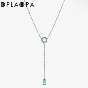 925 Silver Circle Pendant Necklace Clear CZ Zircon Spring Wedding Jewelry