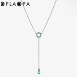 925 Silver Circle Pendant Necklace Clear CZ Zircon Spring Wedding Jewelry