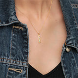 925 Silver Square Rainbow Gems Months Pendant Long Chain Necklace Women