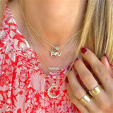 925 Silver MAMA Zircon CZ Necklace Chain Women Choker Collar