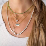 925 Silver MAMA Zircon CZ Necklace Chain Women Choker Collar