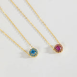 DPLAOPA 925 Silver Rainbow CZ Flower Pendant Red Jewels